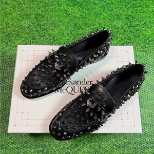Alexander McQueen Black Spiked Loafers